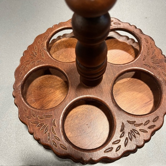 Vintage Wooden Spice Caddy Rack with Glass Jars Cork Lids Farmhouse Rustic - Picture 4 of 6